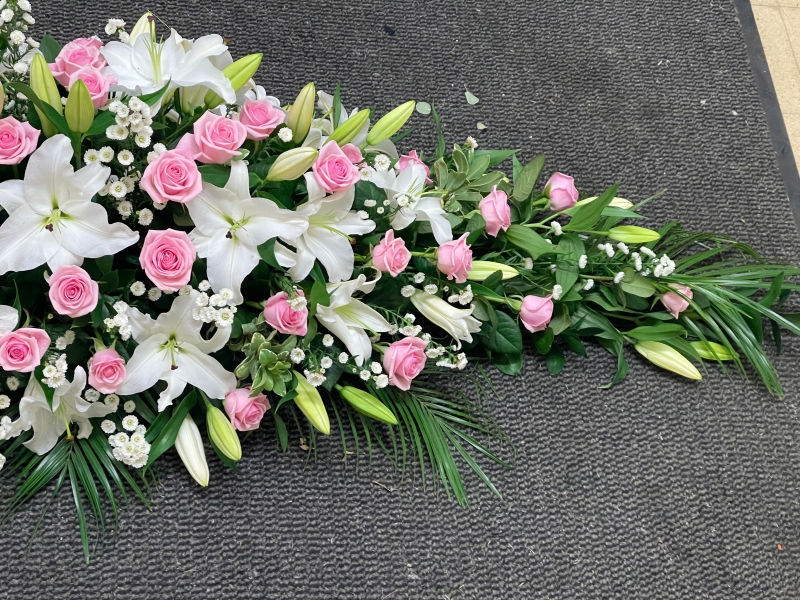 Pink rose & Lily Casket Spray