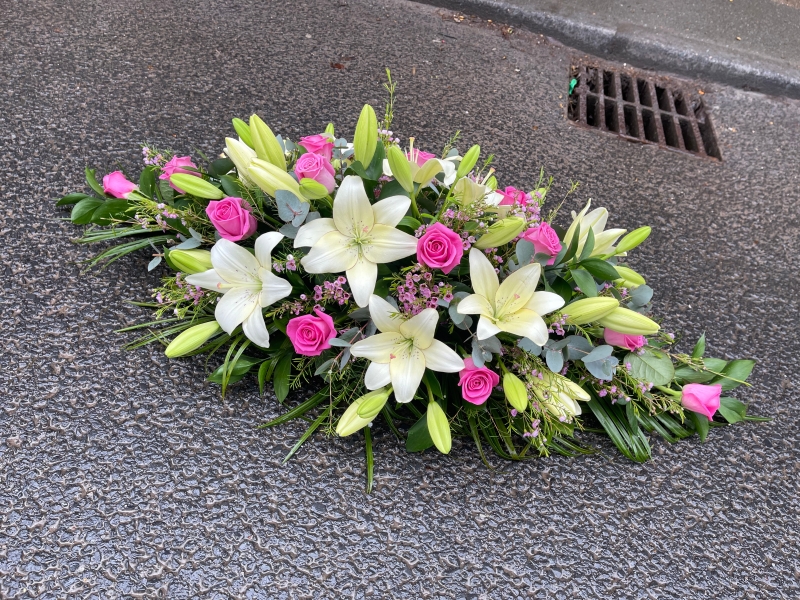 Pink rose & Lily Casket Spray