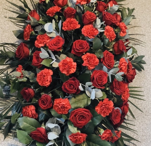 Red rose & Carnation Casket Spray
