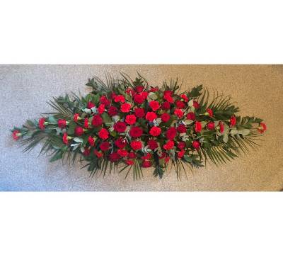 Red rose & Carnation Casket Spray