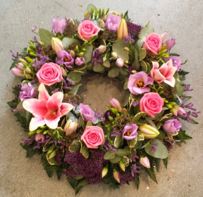 Pink & purple open wreath
