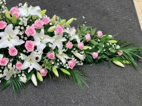 Pink rose & Lily Casket Spray