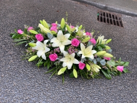 Pink rose & Lily Casket Spray