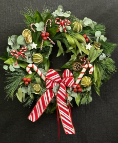 Festive fresh door wreath