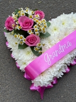 Based Heart tribute with name sash