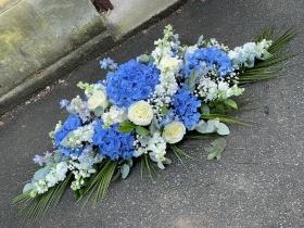 Blue & White Casket spray
