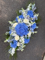 Blue & White Casket spray
