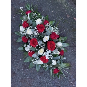 Red & white rose casket spray
